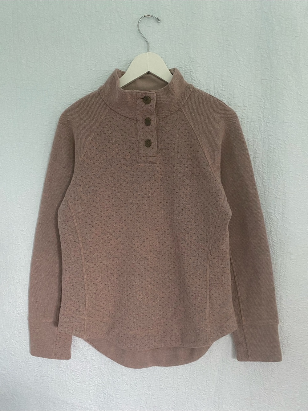 Prana Women's Button Mock Neck Sweater in Dusty Mauve